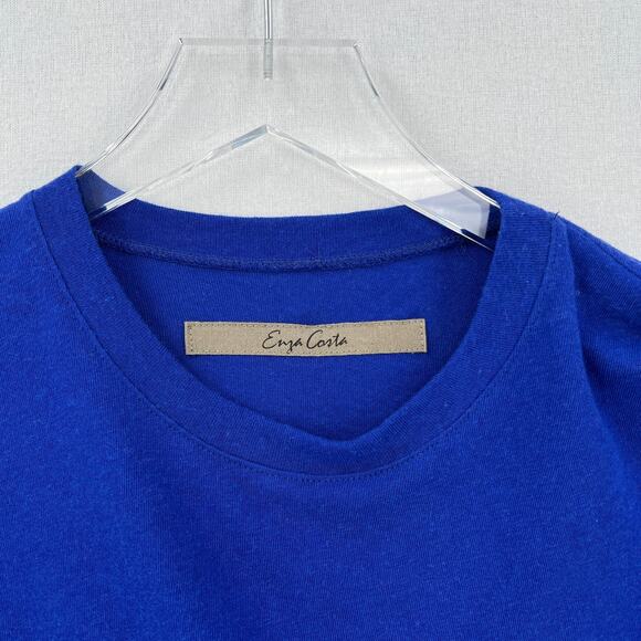 ENZA COSTA Cashmere Loose Long Sleeve Crew Tee Womens Medium Cobalt Blue NEW - Picture 8 of 14